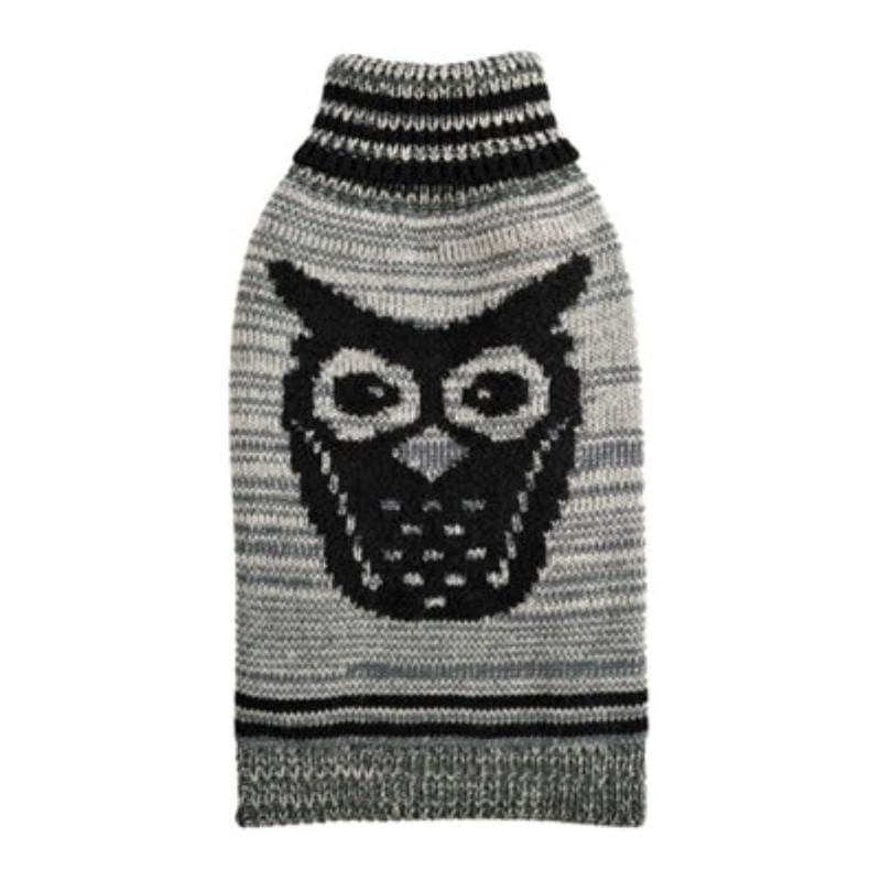 Barkers Bowtique Sweaters XS Growl Owl Grey Turtleneck Dog Sweater