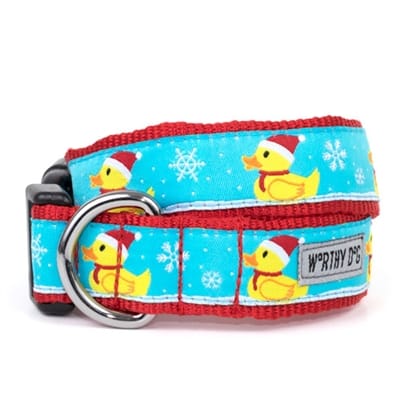 The Worthy Dog Collars XS Christmas Santa Duck Holiday Dog Collar - XS and SM Available only