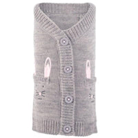 The Worthy Dog Sweaters MD Easter Spring Bunny Grey Dog Cardigan Sweater
