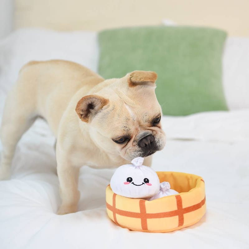 Hugsmart Products Inc dog toys Food Party Soup Dumplings Interactive Plush Dog Toy Set - 4 Pc