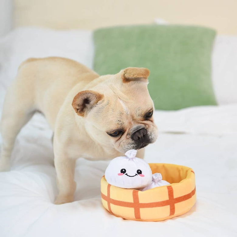 Hugsmart Products Inc dog toys Food Party Soup Dumplings Interactive Plush Dog Toy Set - 4 Pc