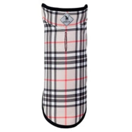 The Worthy Dog Jackets-Coats 24" Tan Plaid Softshell Dog Jacket with Fleece Lining