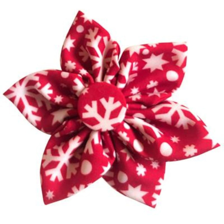 Huxley & Kent Bow Tie LG Red Snowflakes Pinwheel Holiday Pet Collar Attachment