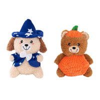 Halloween Cheeky Chumz Jr Pumpkin Bear & Dog Wizard Plush Dog Toy Set - 2 Pk