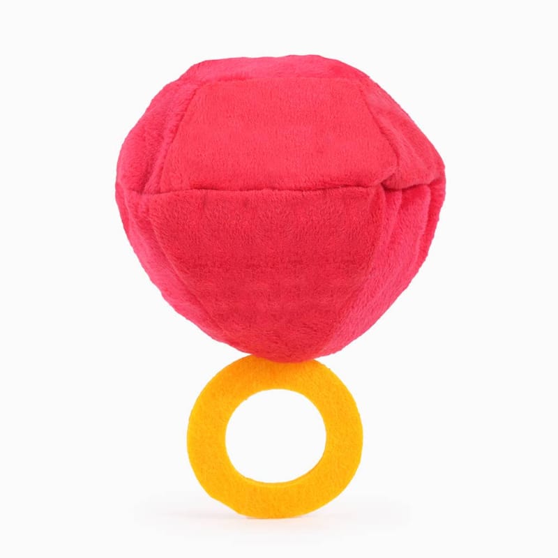 Hugsmart Products Inc Dog Toys Woof Love "You're A Gem" Ruby Red Ring Plush Ball Dog Toy