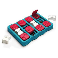 Outward Hound dog toys Dog Brick Flip, Side & Treat Blue Level 2 Interactive Dog Toy