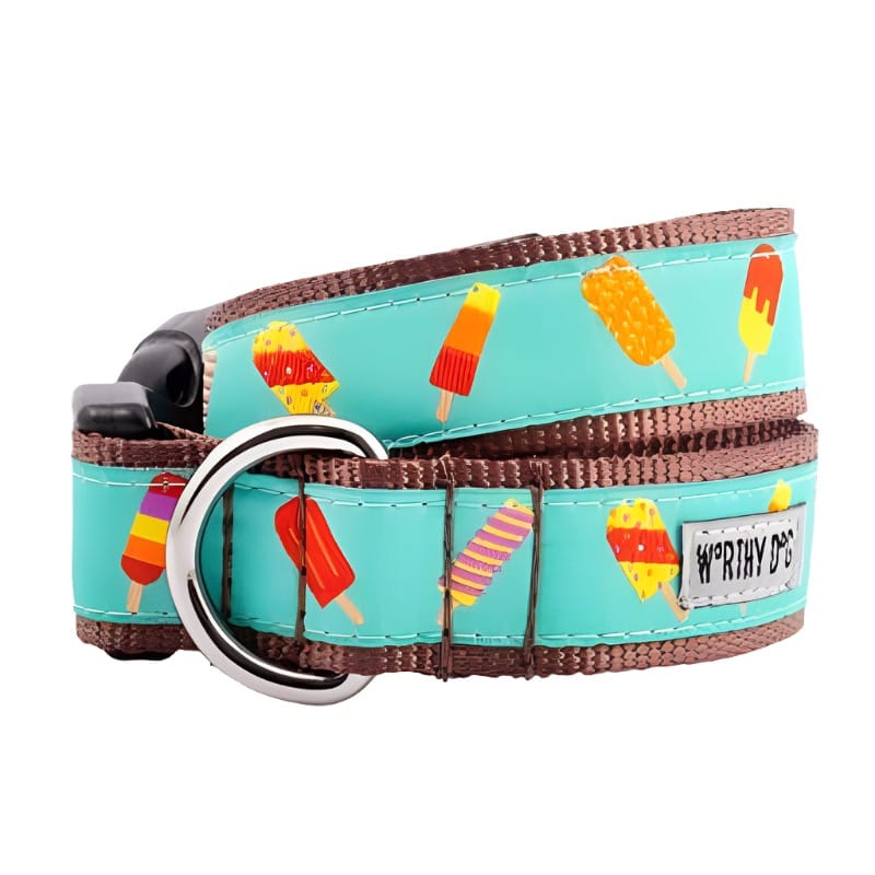 The Worthy Dog COLLARS XL Popsicles Blue Dog Collar - Sz XL