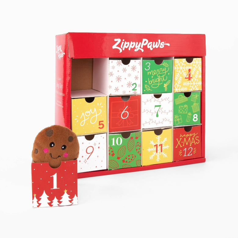 Holiday Advent Calendar Christmas Dog Toy Set - 12 holiday Miniz Toys