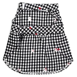The Worthy Dog Dresses Check Black & White with Red Bow Holiday Santa Hats Dog Dress