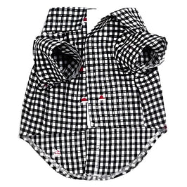 The Worthy Dog CollardShirts XL Check Black & White Holiday Santa Hats Collared Dog Shirt