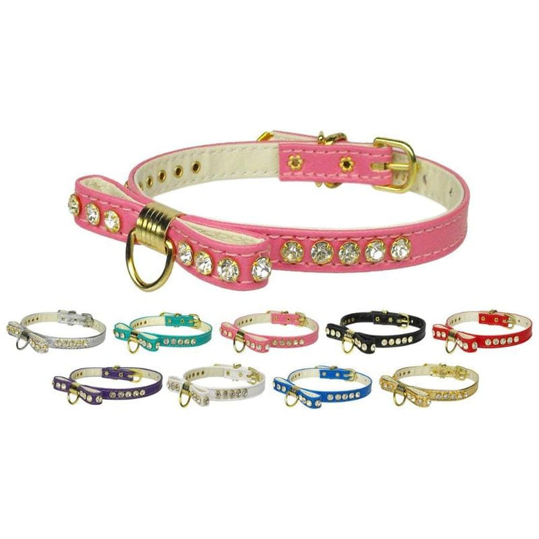 Mirage Pet Products Collars Bow Clear Bling Stones Pet Collar - Multiple Colors