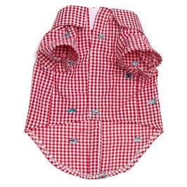 The Worthy Dog CollardShirts Red Gingham Shark Chomp Collared Dog Shirt