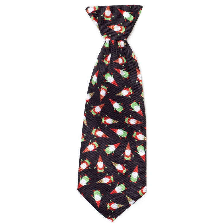Christmas Gnomes Black Holiday Neck-Tie Pet Collar Attachment - 2 Sizes