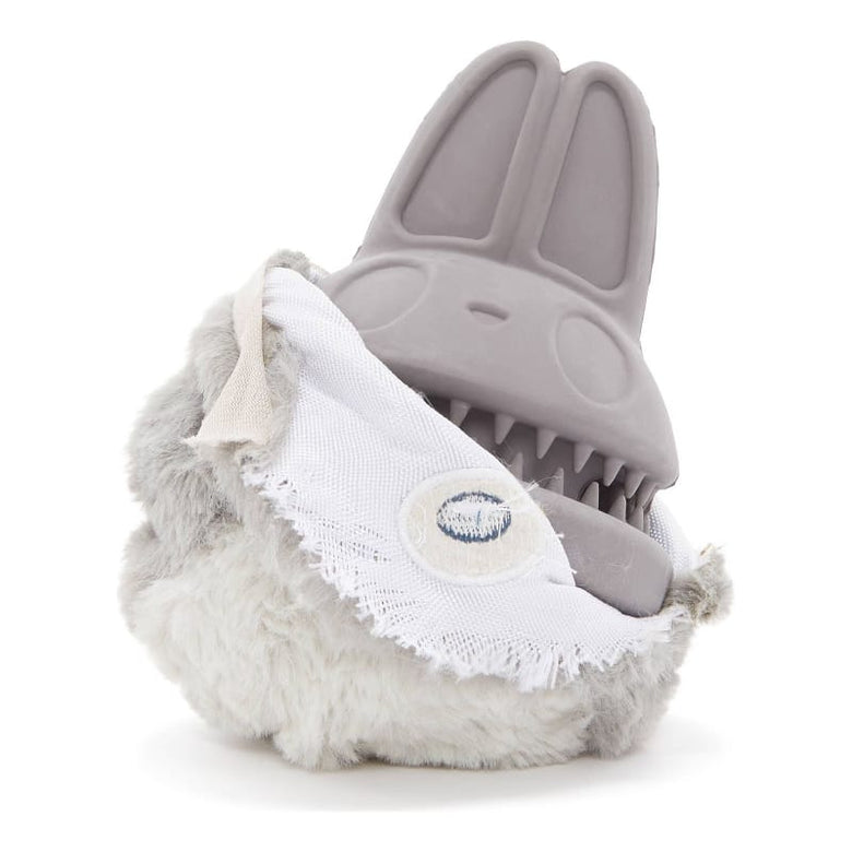 BARK dog toys Hare Raiser Rabbit Rubber Super Chewer Grey Dog Toy - Med