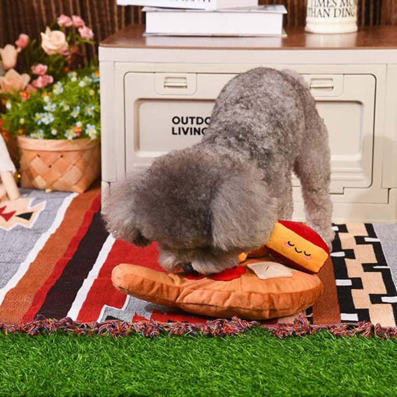 Hugsmart Products Inc dog toys Picnic Time Cheese Board Interactive Plush Dog Toy
