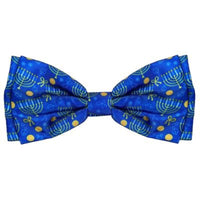 Huxley & Kent Bow Tie LG Hanukkah Menorah & Dots Holiday Pet Bow Tie