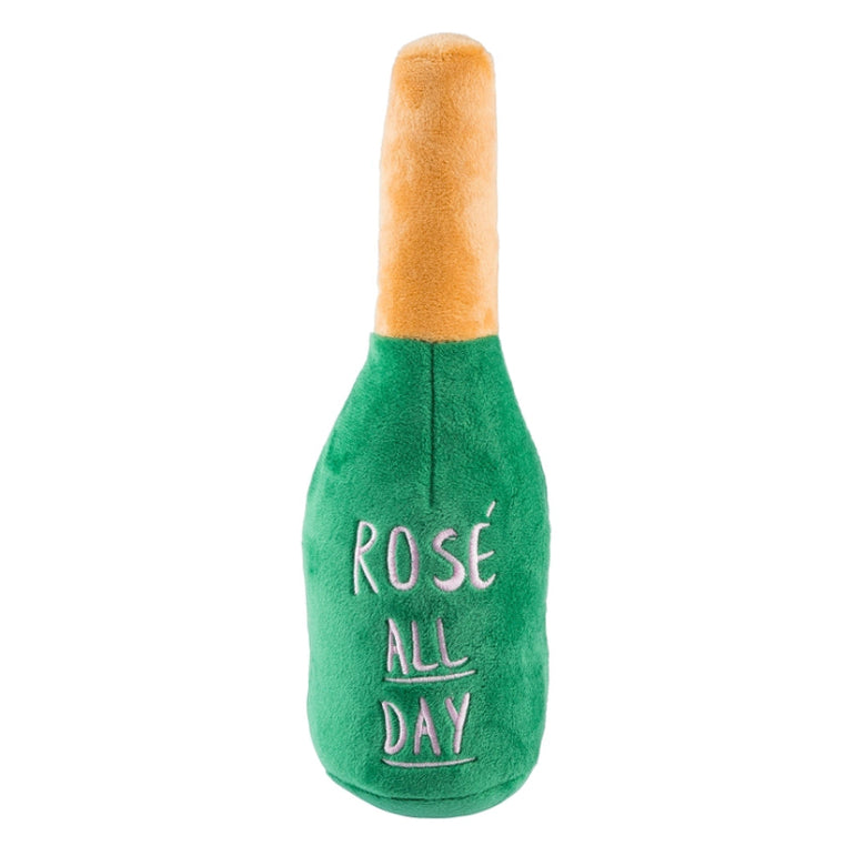 Woof Clicquot Rose' Bottle Plush Squeaky Dog Toy - 3 Sizes