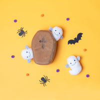 Halloween Burrow Coffin with Ghosts Interactive Dog Toy Set - 4 Pc