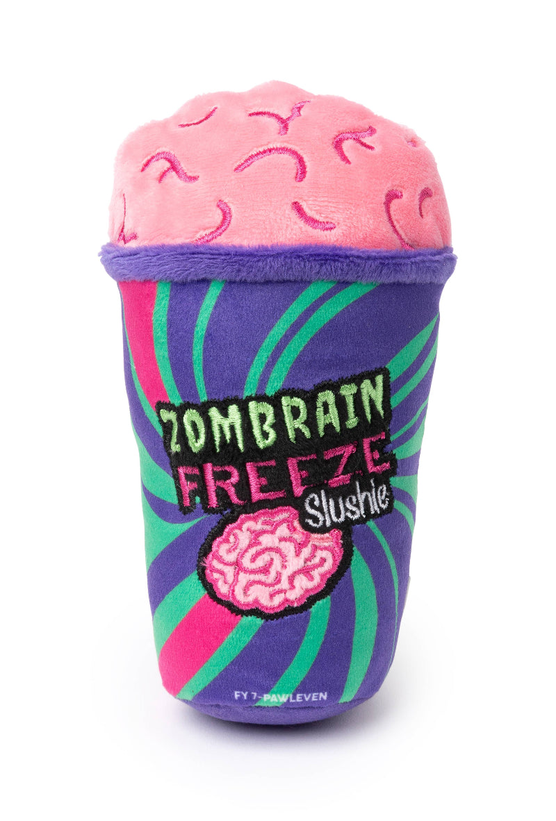 FuzzYard dog toys Halloween Zombrain Freeze Slushie Plush Squeak Dog Toy