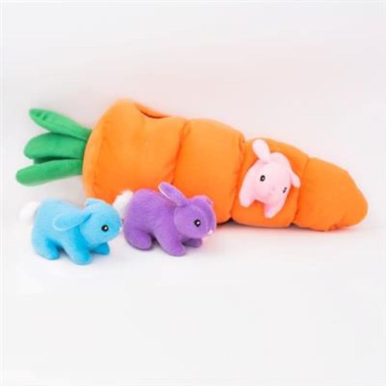 Zippypaws dog toys Burrow Easter Carrot Spring Interactive Plush Squeak Dog Toy Set - 4 Pc