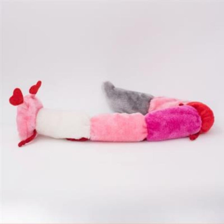 ZippyPaws Dog Toys Caterpillar Valentine's Hearts Long Plush Squeaky Dog Toy