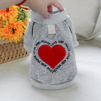 TM - MILK TREASURE PET CLOTHING Dog Apparel XS Love and Peace Heart Shaped Grey Pullover Dog Sweatshirt