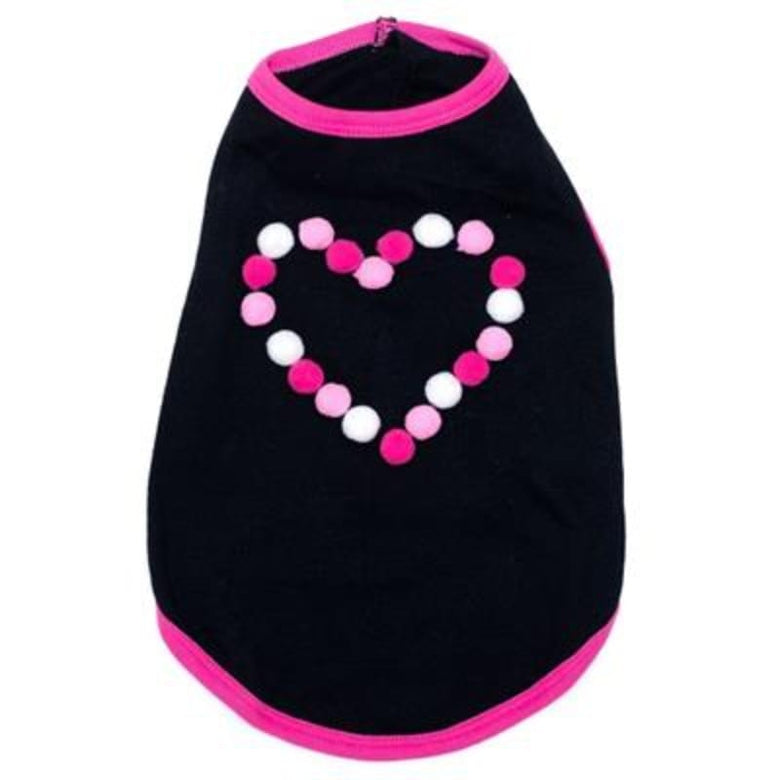 THE WORTHY DOG Tee's XS Pom Pom Heart Dog Tee