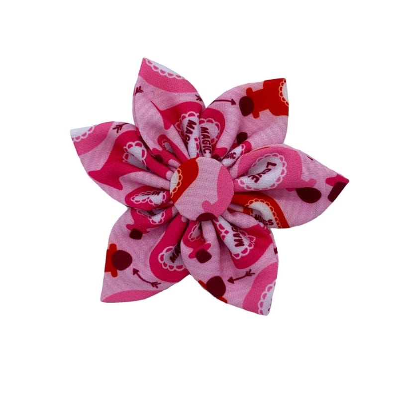 Huxley & Kent Bow Tie SM Love Pawtion #K9 Pink Red Pinwheel Flower Pet Collar Attachment - Size Sm