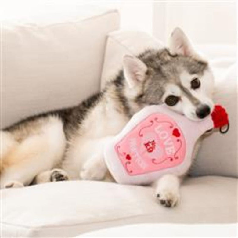 Huxley & Kent dog toys Love Pawtion #K9 Bottle Plush Squeak Dog Toy - 2 Sizes
