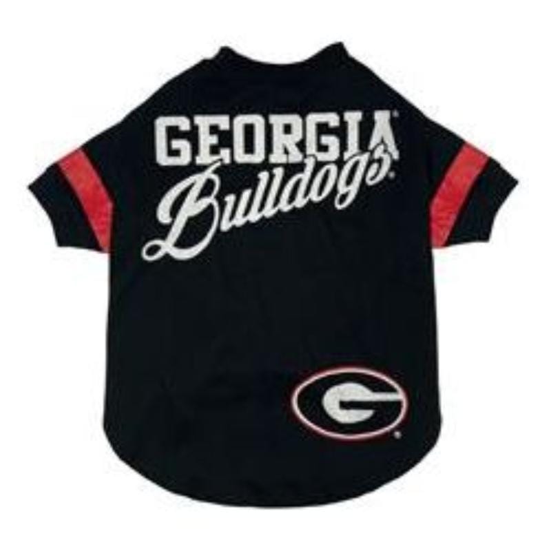 Pets First dog apparel S Georgia Bulldogs Black/Red Stripe Dog Tee