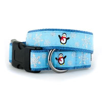 The Worthy Dog Collars MD Winter Holiday Big Chill Penguin Blue Dog Collar