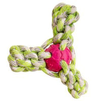 SnugArooz dog toys Mini Fling N' Fun Rope Rubber Ball Pink Dog Toy - 4"