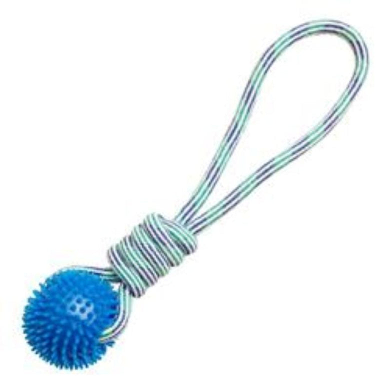 SnugArooz dog toys Blue Spike-O-Mite Ball Rope Dog Toys - 16in
