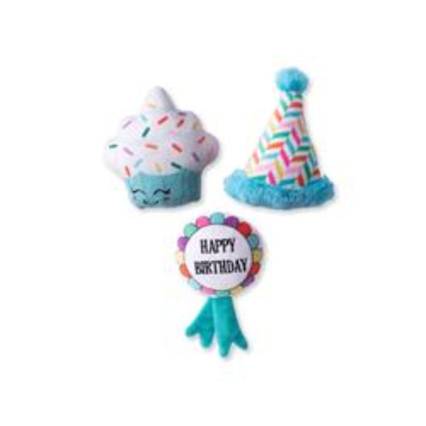 Pet Shop by Fringe Studio dog toys Happy Bark-day Small Plush Dog Toys Set of 3