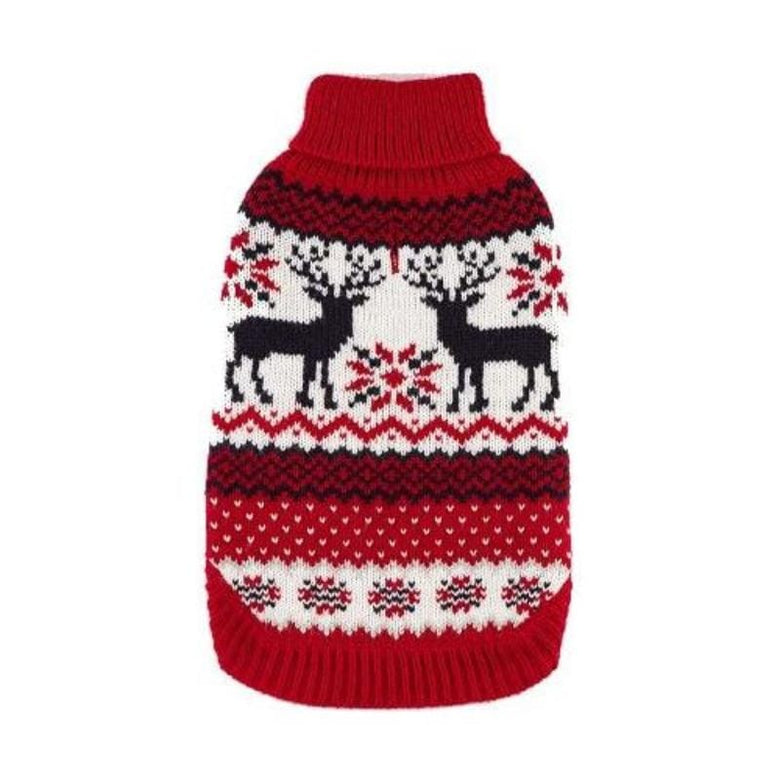 Barker's Bowtique Sweaters M FairIsle Red/Navy Holiday Dog Sweater