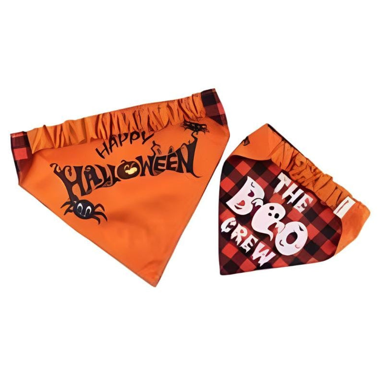 Barker's Bowtique Bandanas S Halloween Boo Orange Reversible Pet Bandana