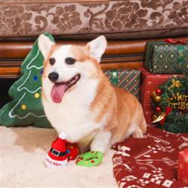 HugSmart Pet dog toys Happy Woofmas Holiday Bundle Plush Dog Toy Set - 3 Pc