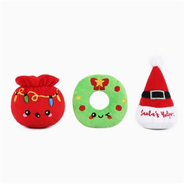 HugSmart Pet dog toys Happy Woofmas Holiday Bundle Plush Dog Toy Set - 3 Pc