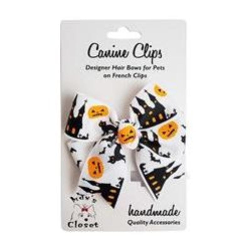 Barker's Bowtique Hair Bows Halloween French Clip Pet Hair Bow