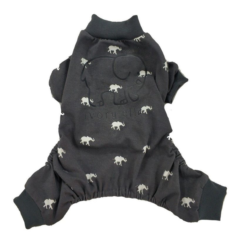 Ivory Ella Elephants Charcoal Grey Onesie Pet Pajamas/Jumper