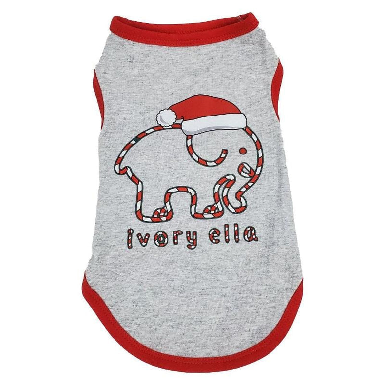 Barker's Bowtique Tee's XS Ivory Ella Santa Elephant Pet Tank