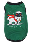 Ivory Ella Christmas Holiday Snow Elephant Scarf Green Dog Tank