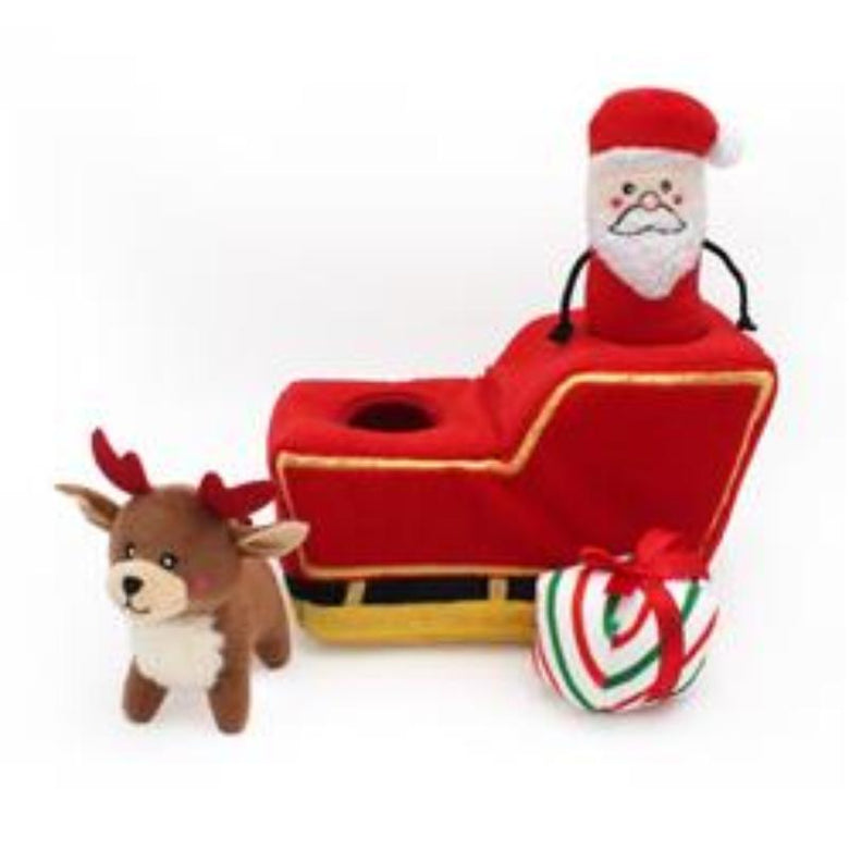 Zippypaws dog toys Holiday Burrow - Santa's Sleigh Dog Toy