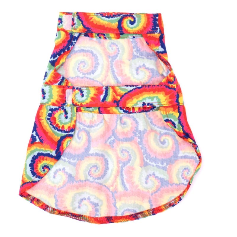 The Worthy Dog Dresses Kaleidoscope Colorful with Yellow Bow Dog Dress