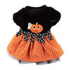 Barker's Bowtique dog apparel Fall Halloween Orange Pumpkin Ghost Velvet Polka Dot Dog Dress