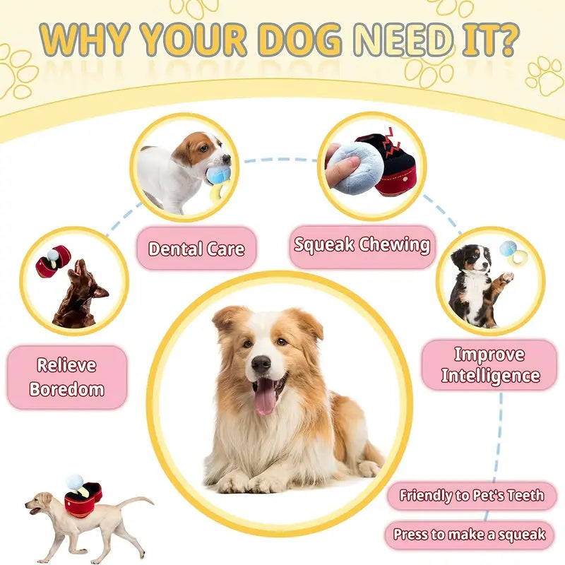 TM - SH Pet dog toys Luxury Inspired Fun Ring in Plush Red Ring Box Interactive Dog Toy