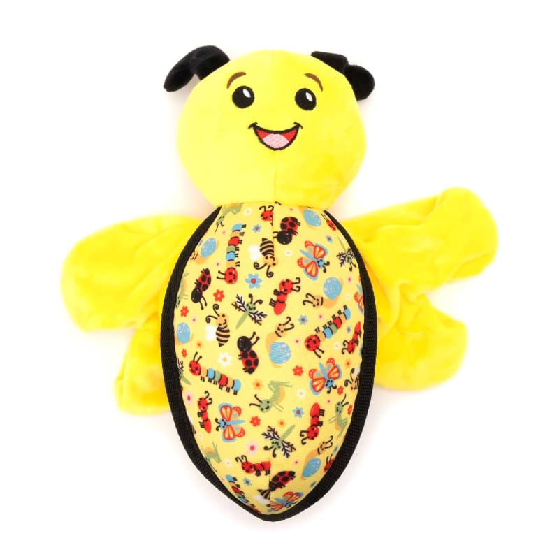 The Worthy Dog Dog Toys Yellow Buzzy Bee Spring Plush Wing Flapping Dog Toy