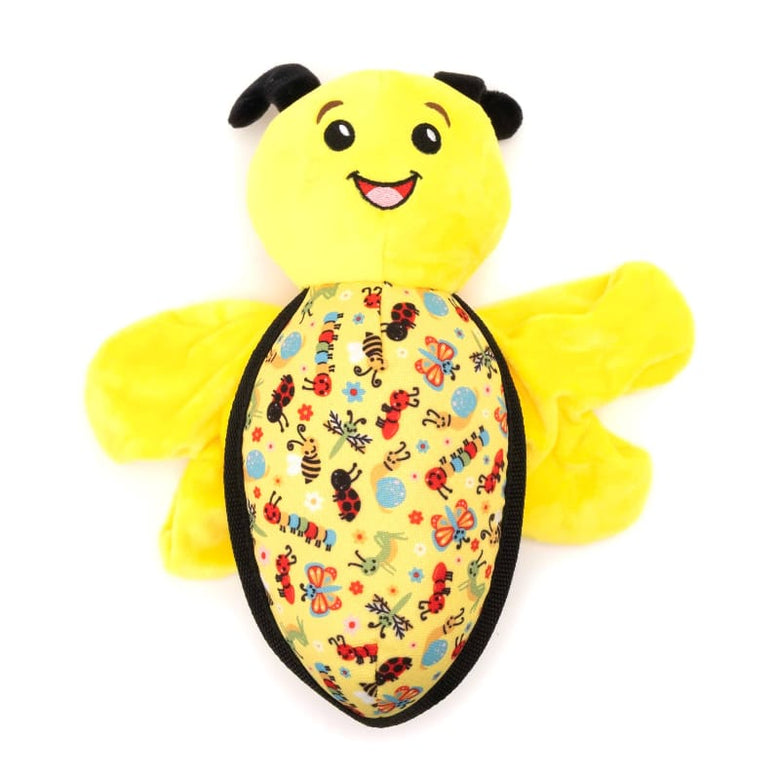 The Worthy Dog Dog Toys Yellow Buzzy Bee Spring Plush Wing Flapping Dog Toy