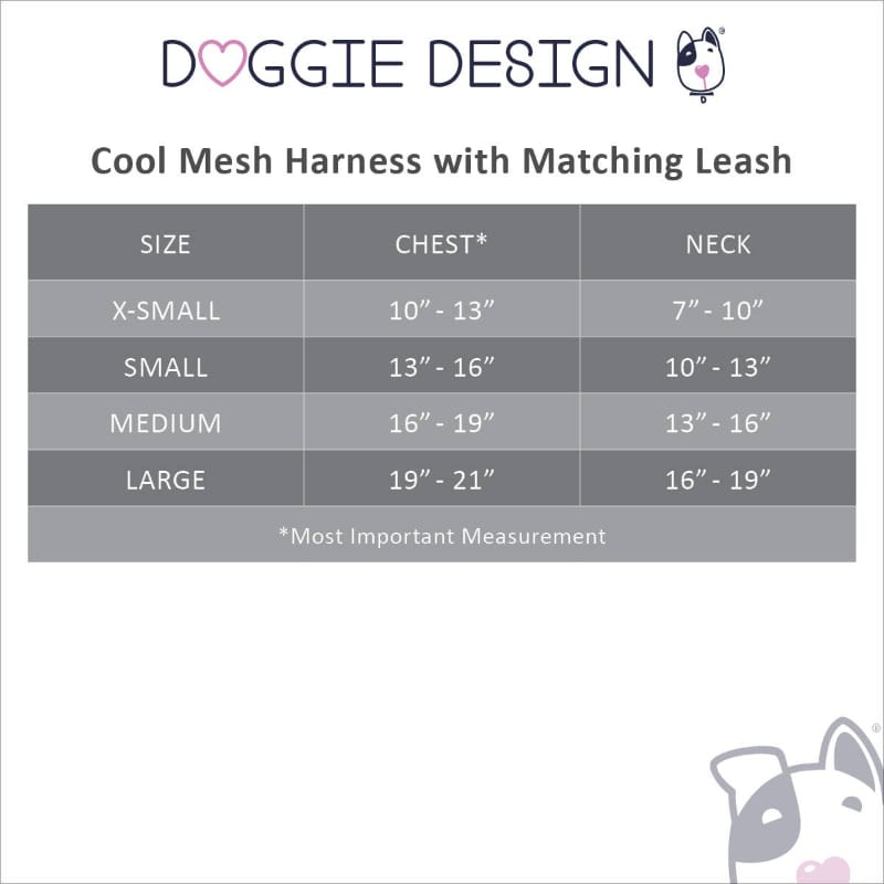 Doggie Design Harnesses Cool Mesh Dog Harness with Leash - Baby Blue Daisy
