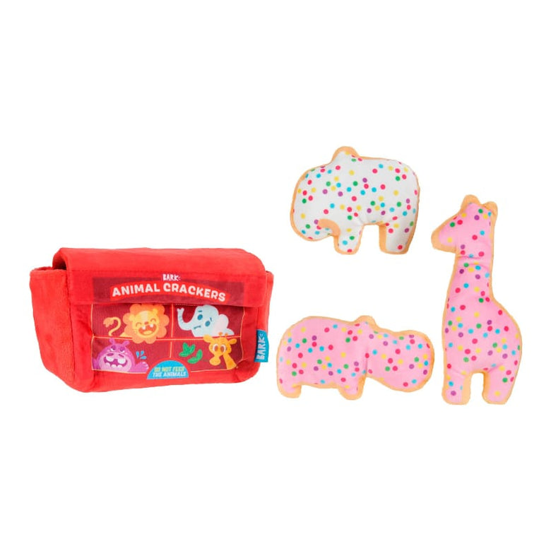 BARK dog toys Animal Squeakers Snacks Interactive Plush Dog Toy Set - 4 Pc